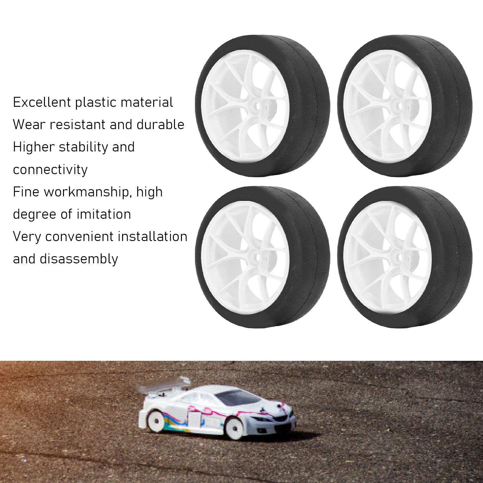 Lot de 4 roues de voiture RC 1/10 12 mm moyeu hexagonal pour Tamiya TT01 TT02 HPS HPI RC voiture