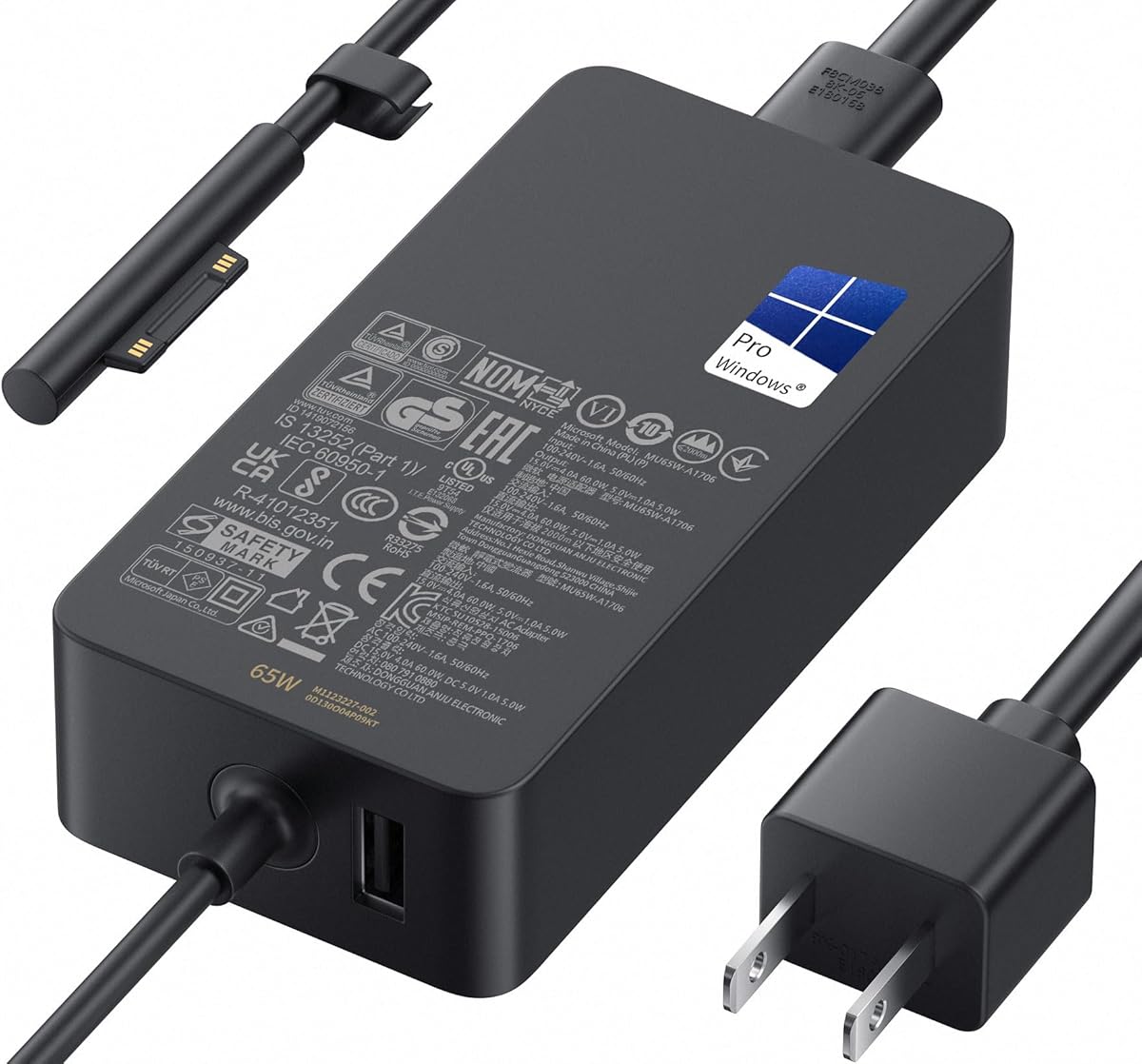 Microsoft Surface Pro Charger for 65W Windows Surface Charger 11,10,9,8.7+,7.6.5.4.3.X.Surface Laptop 6,5,4,3,2,1, Surface Go 3,2,1, Tablet, Surface Book 3,2,1, Support 44W, 36W,LED. 10FT