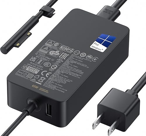 Cargador Microsoft Surface Pro para 65W Windows Surface Charger 11,10,9,8.7+,7.6.5.4.3.X.Surface Laptop 6,5,4,3,2,1, Surface Go 3,2,1, Tablet,