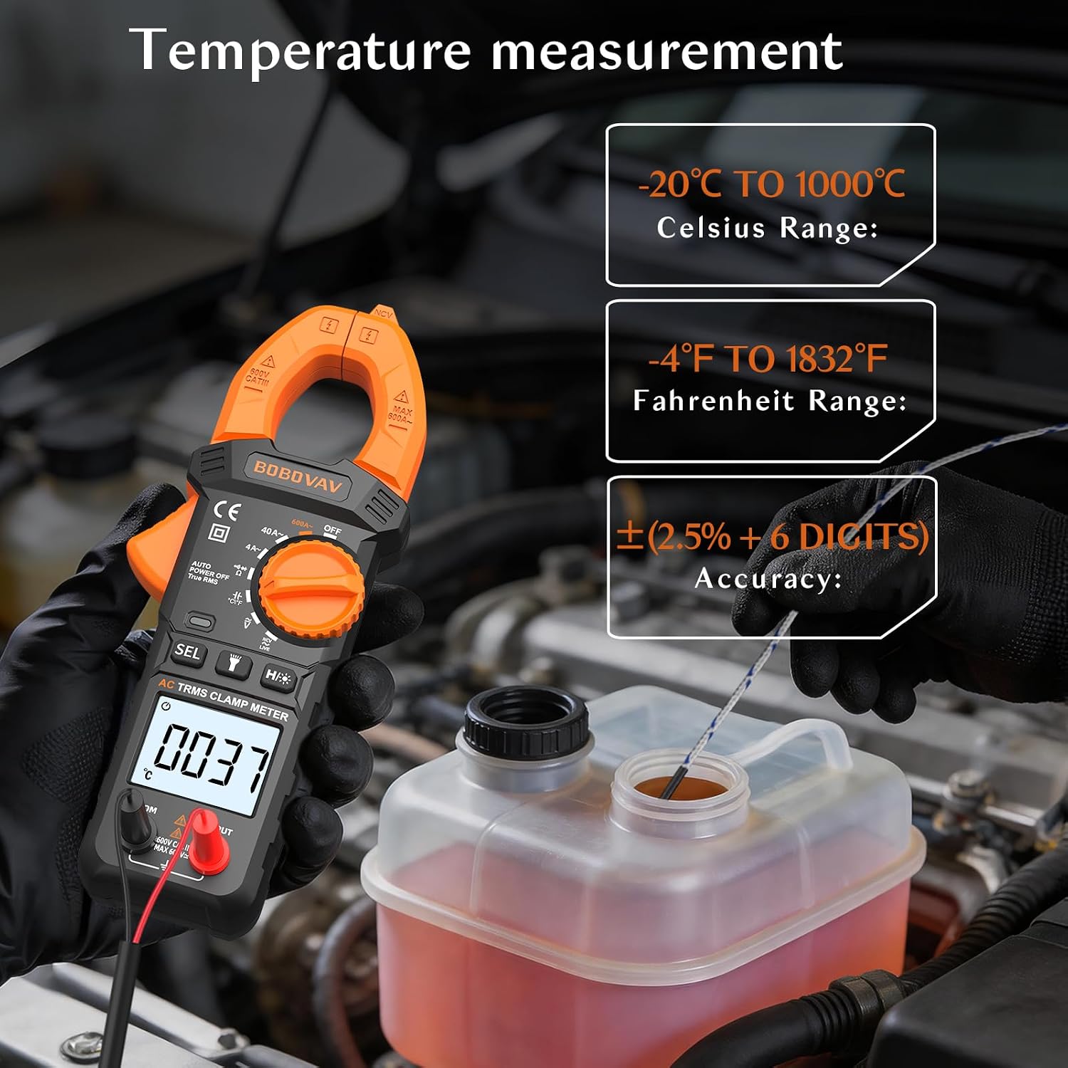 Digital Amp Clamp Meter Multimeter 4000 Counts, 600A, AC/DC Voltage