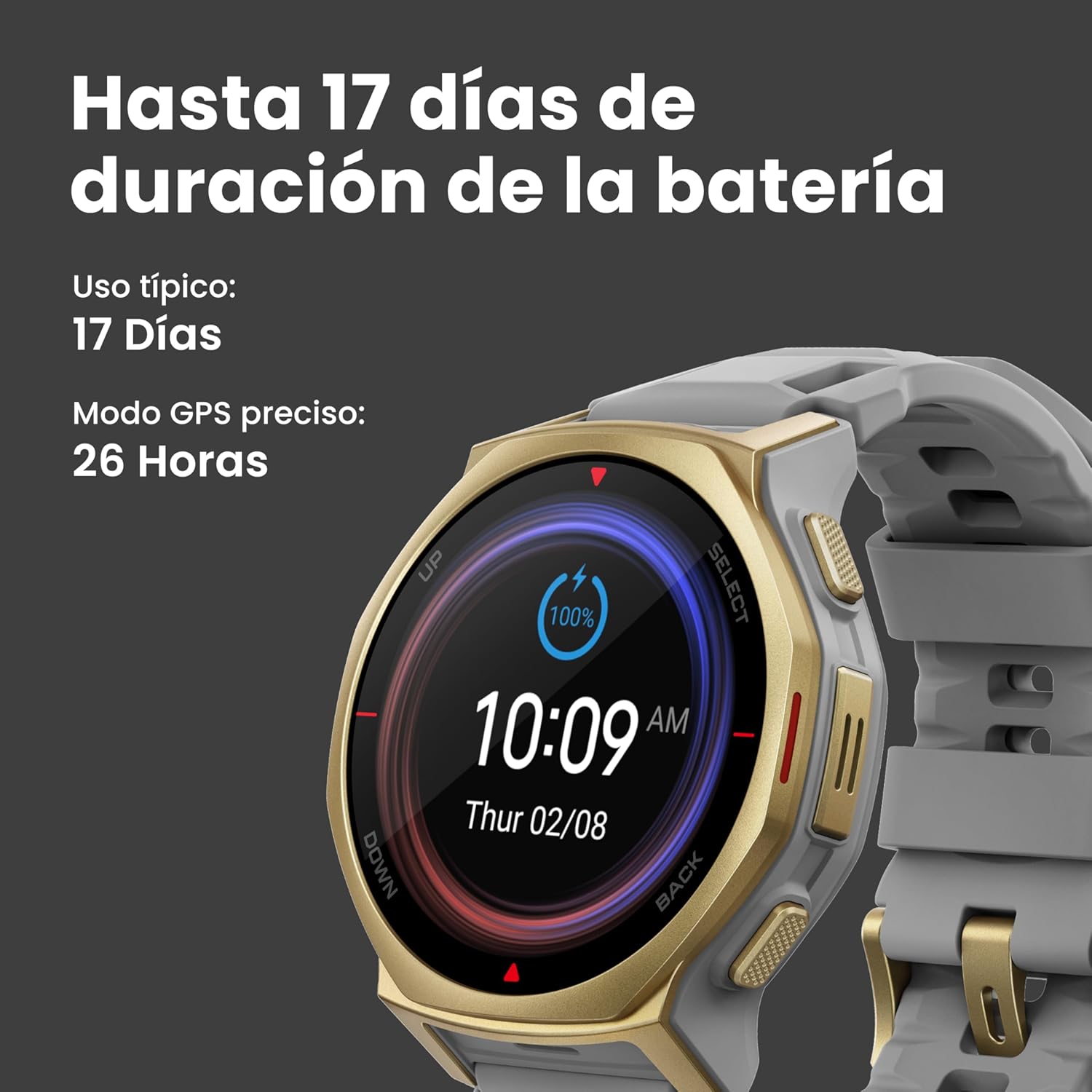 Amazfit T-Rex 3 Pro Reloj Inteligente Deportivo para Hombre, Pantalla AMOLED de Zafiro, Bisel de Titanio, GPS de Banda Dual, Mapas Sin Conexión, Linterna Incorporada, para Android iPhone 3