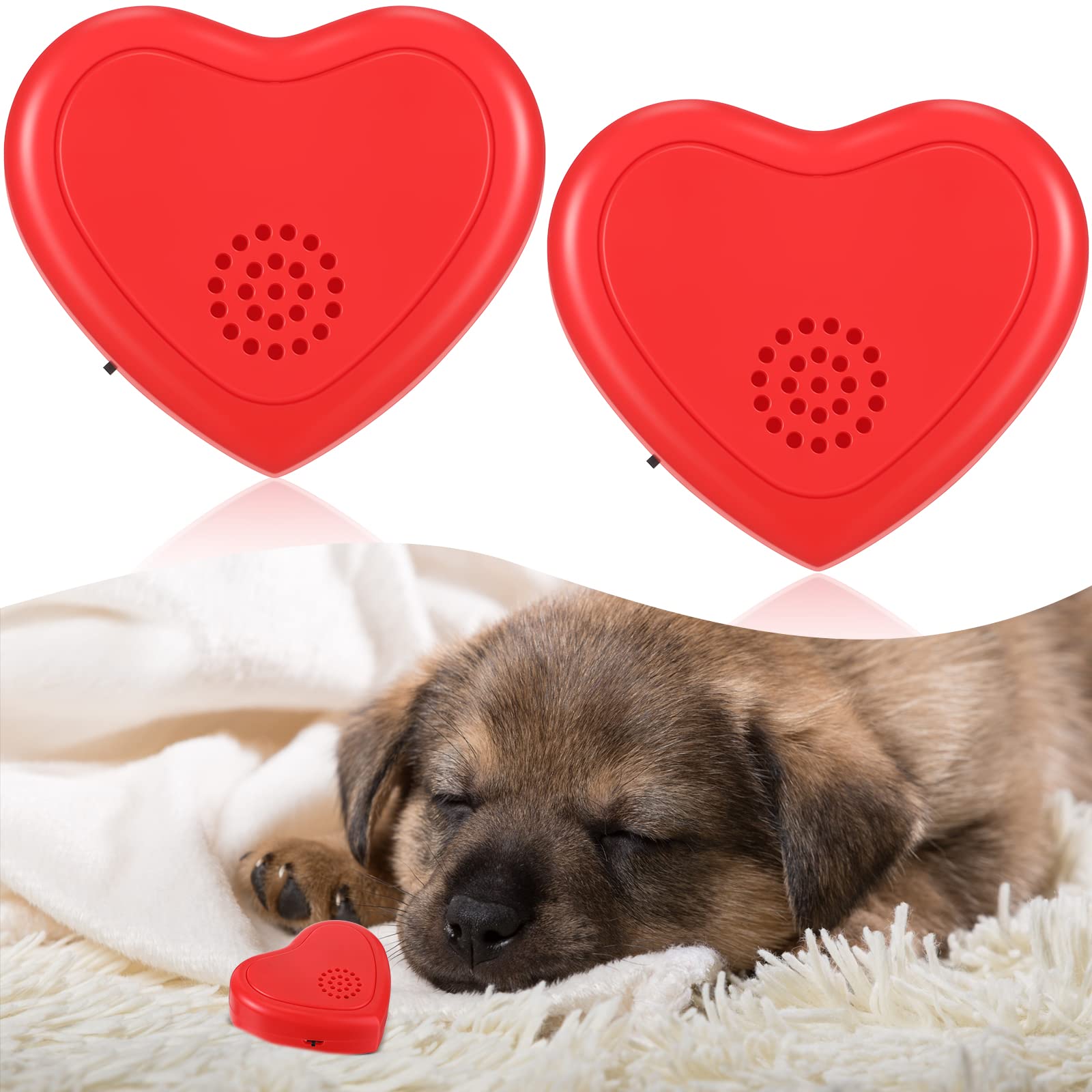 Wettarn 2 Pcs Heartbeat Replacement Puppy Soother Heartbeat Simulator for Dogs and Cats Sleep Aid Calming Toys Anxiety Relief Behavioral Training