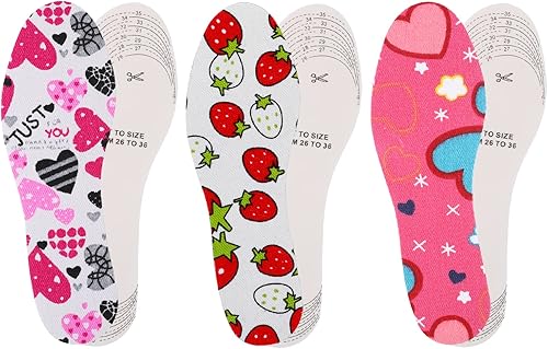 Miniatura 4 de WLLHYF 3 pares de plantillas para zapatos para niños, empuñaduras de talón suaves y transpirables, plantillas de tamaño infantil para niños,