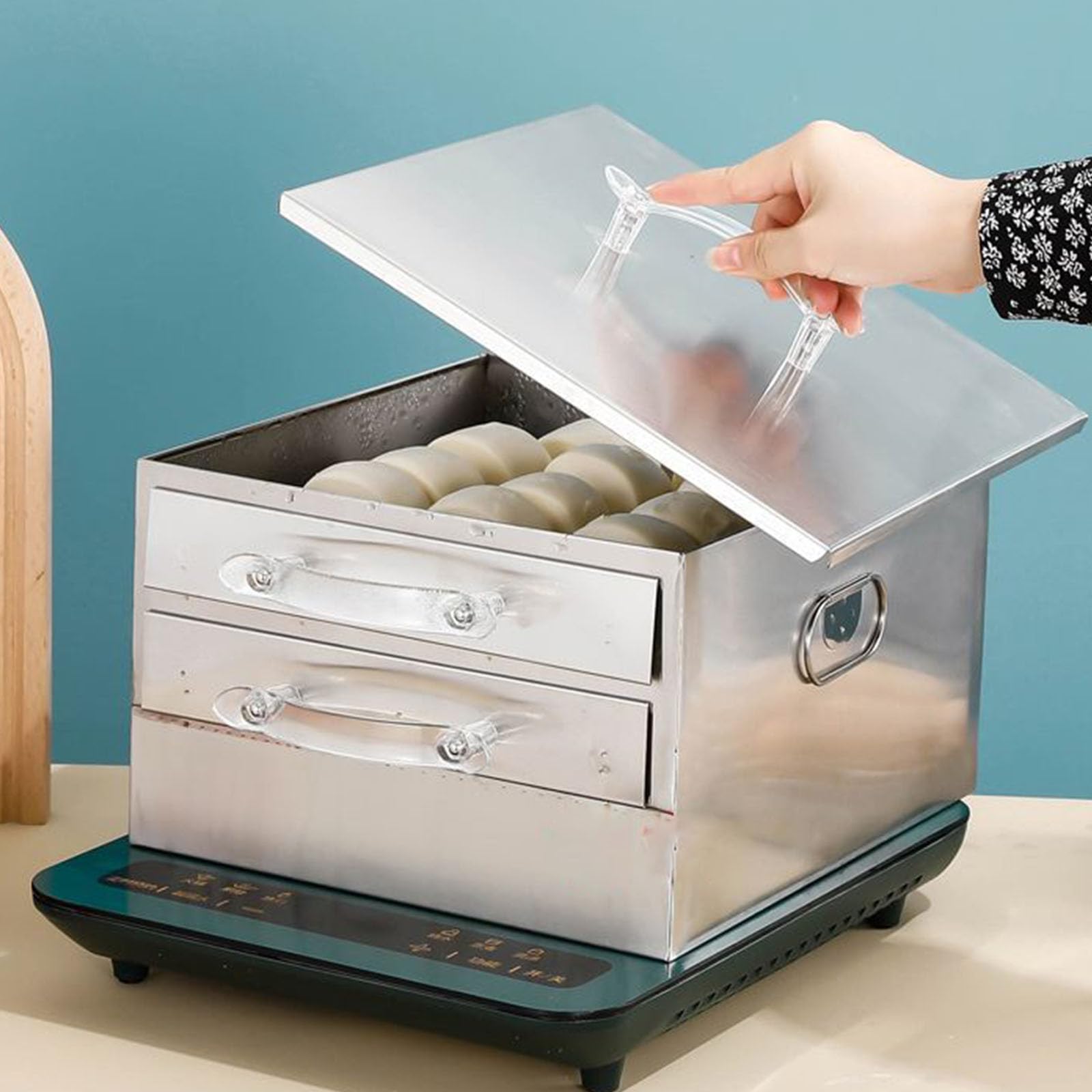 Vaporiera a risparmio energetico per panini di riso con cassetto a più livelli, perfetta per cucine impegnate e preparazione igienica degli alimenti, macchina per pasta di riso a casa