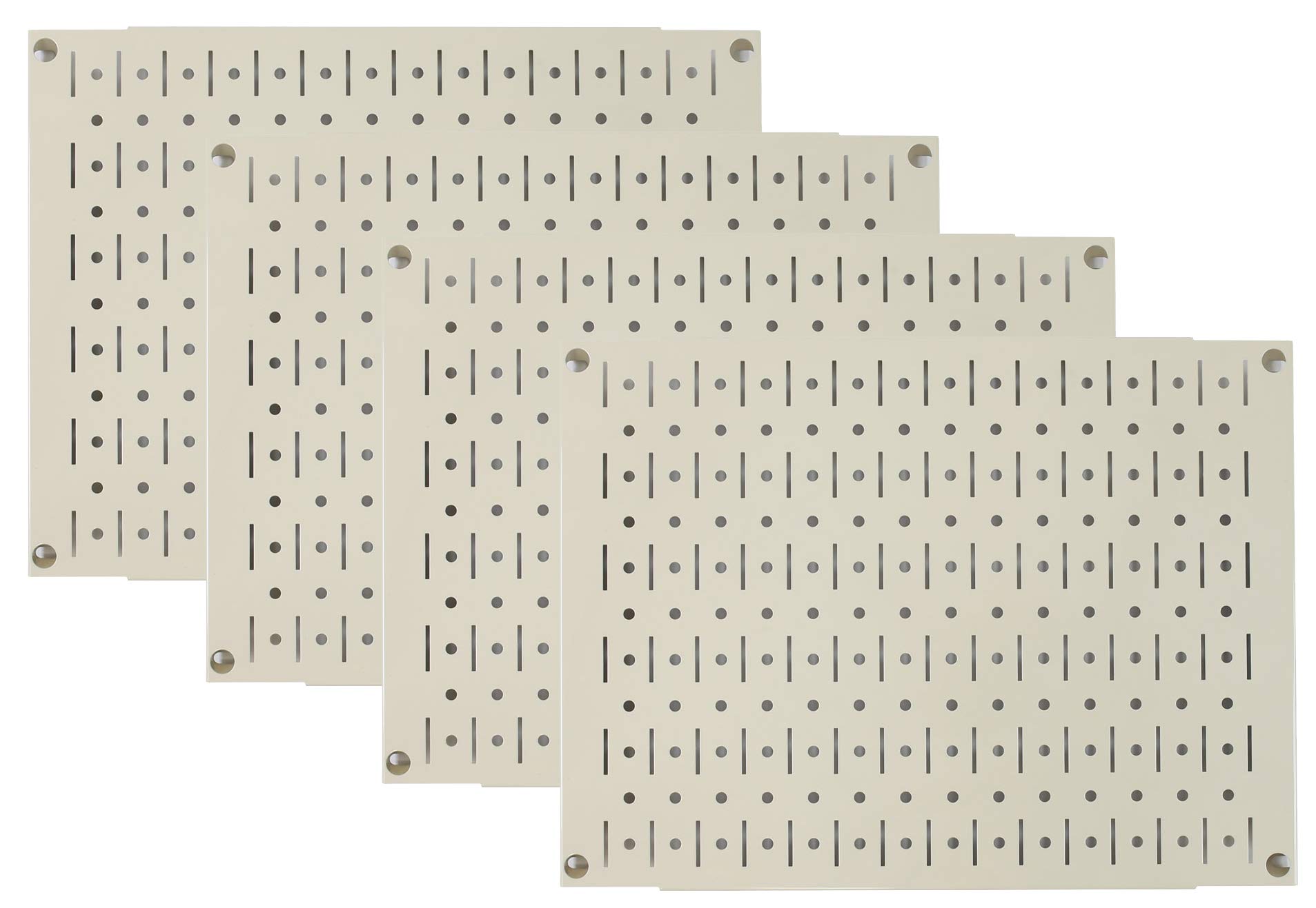 Wall Control Pegboard Wall Organizer Tiles - Modular Beige Metal Pegboard Tiling Set - (4) 12in Tall x 16in Wide Tan Cream Colored Peg Board Panel Wall Storage Tiles - Easy to Install (Beige)
