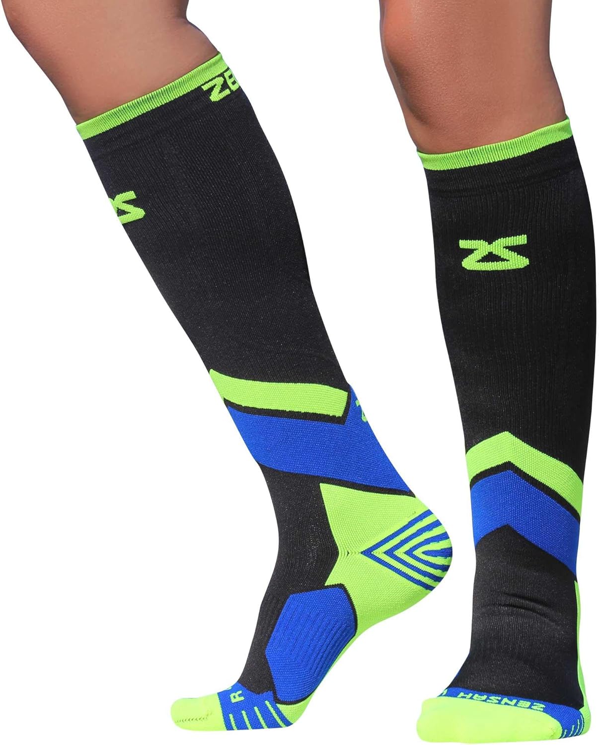 Zensah Tech+ Compression Socks - Knee High Running Socks for Sports, Travel, Made in Italy