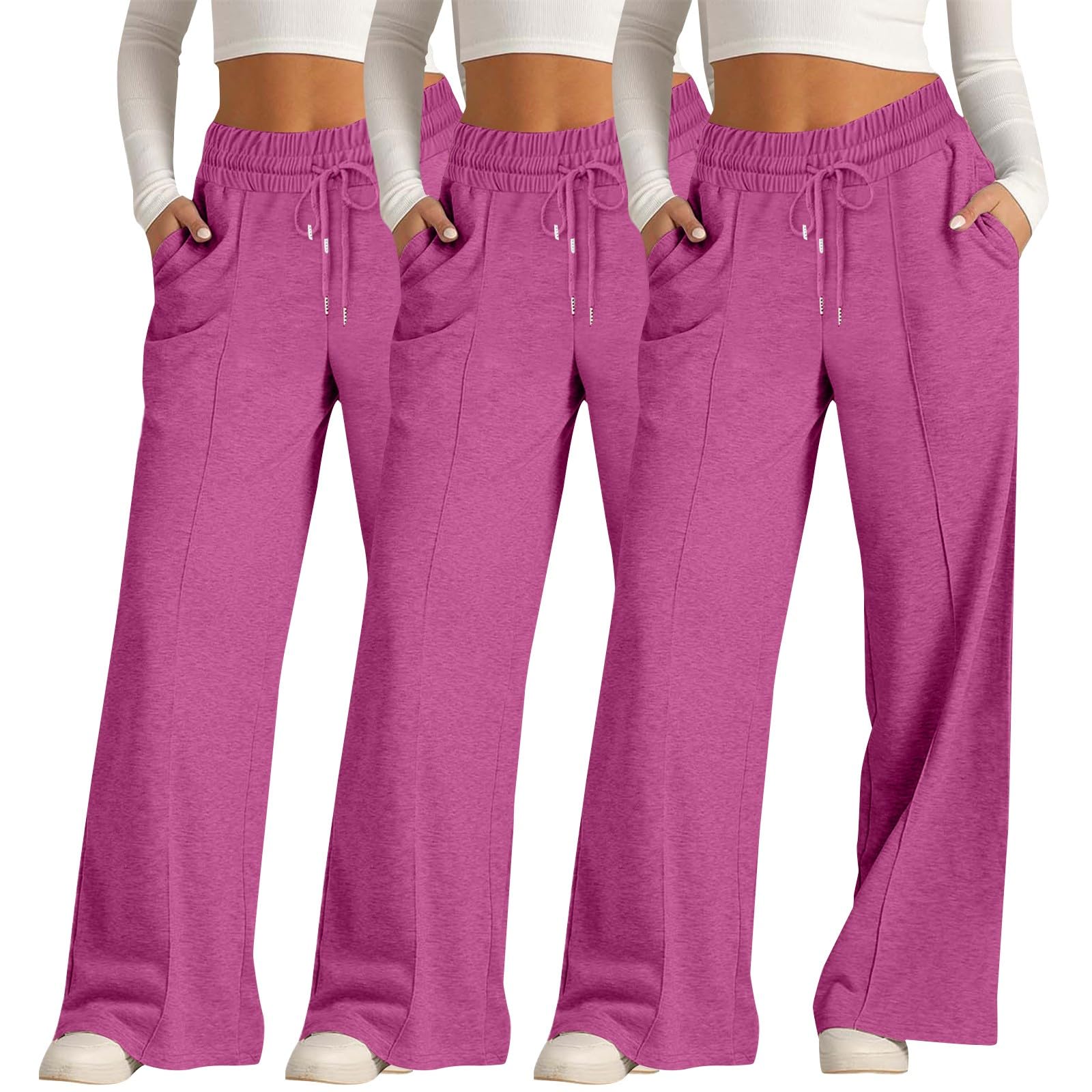 3Pc Jogginghose Damen Baggy - Sporthose Hohe Taille Yogahose Elastischer