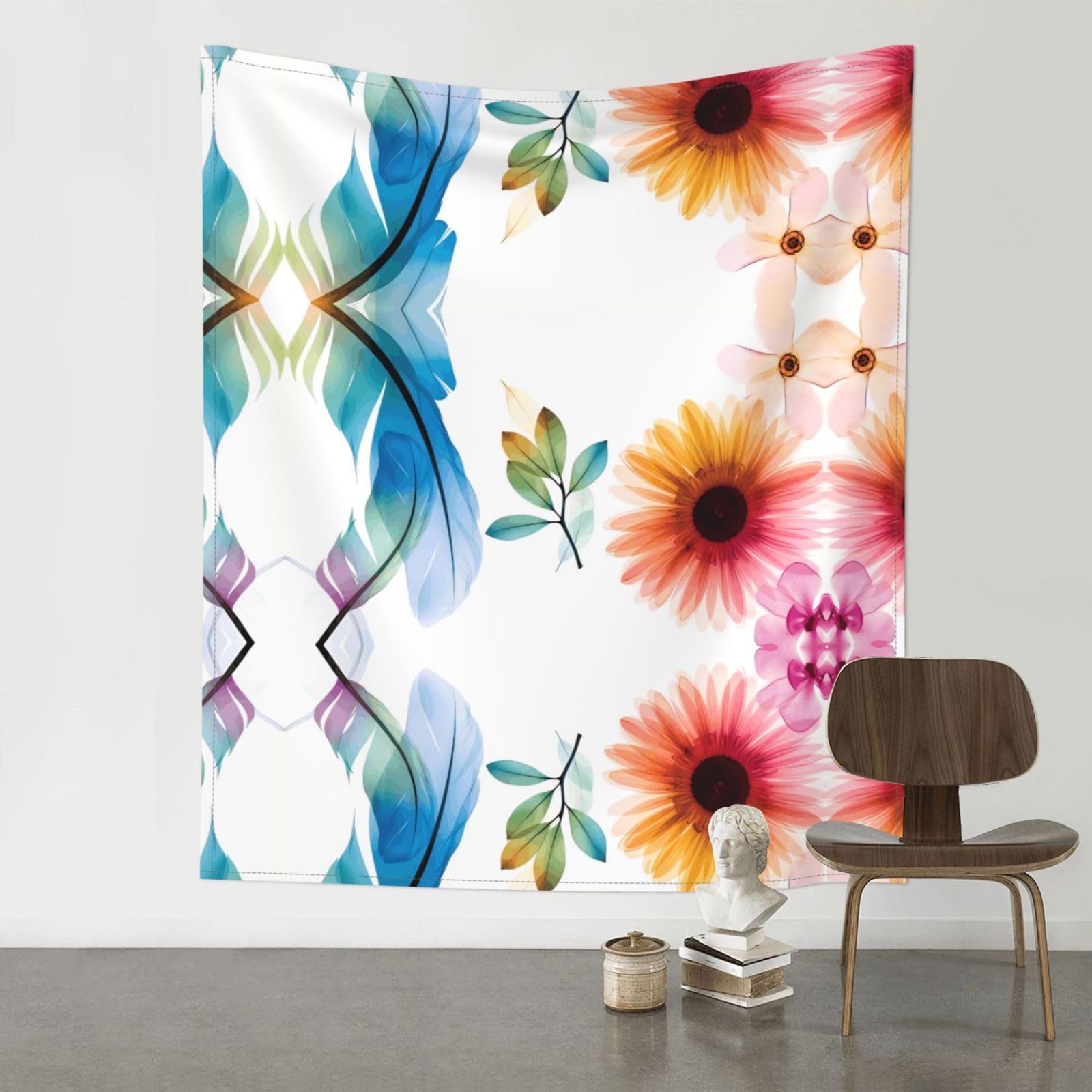 YYHWHJDE flower leaves color Prints Wall Tapestry 60x51in - High-Grade Polyester Throw for Dorm Room Decor, Beach Blankets & Home Accent