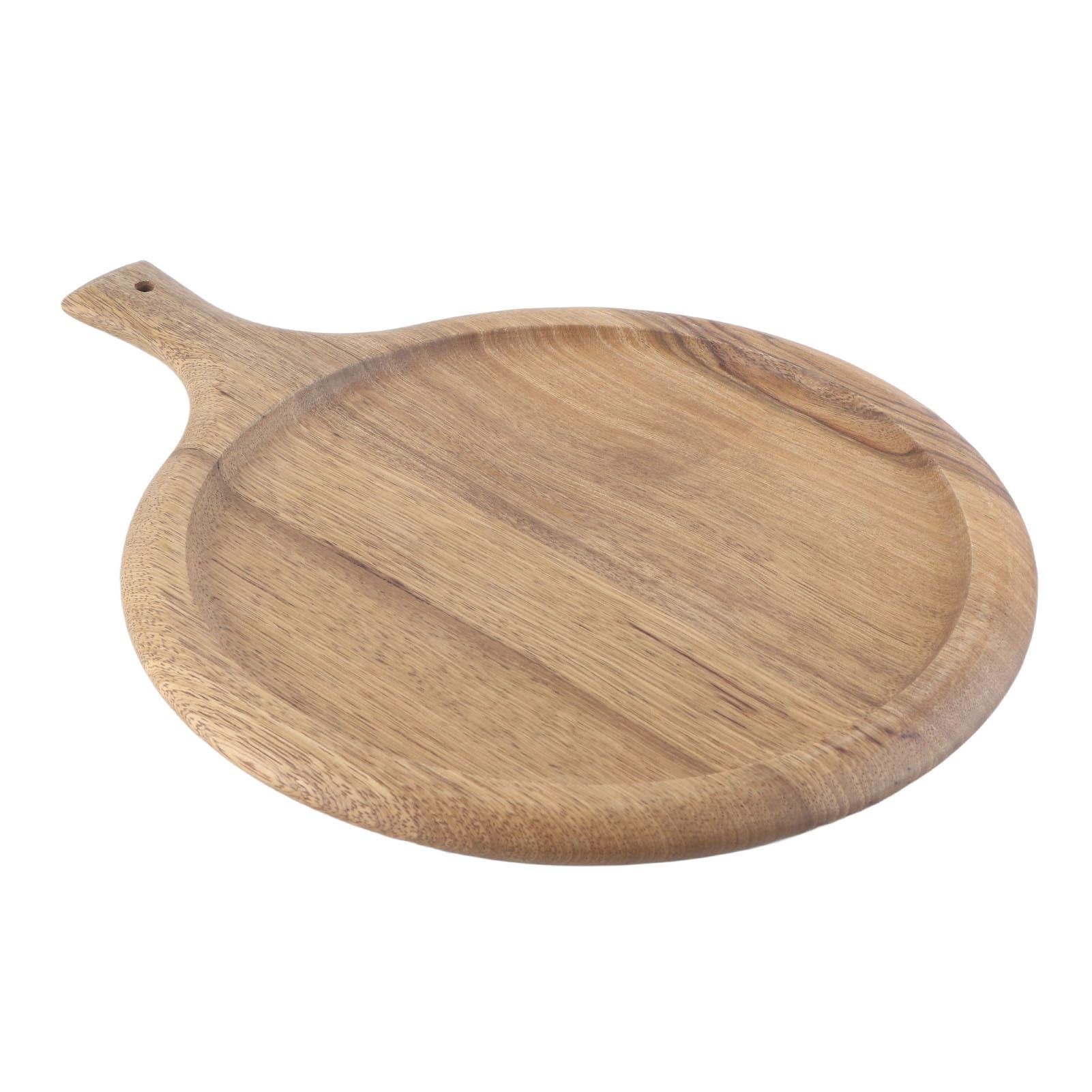 Rundes Pizzabrett aus Holz zum Backen, Küche, Restaurant und Café, ideales Backzubehör für Pizza-Liebhaber und Lebensmittel-Enthusiasten