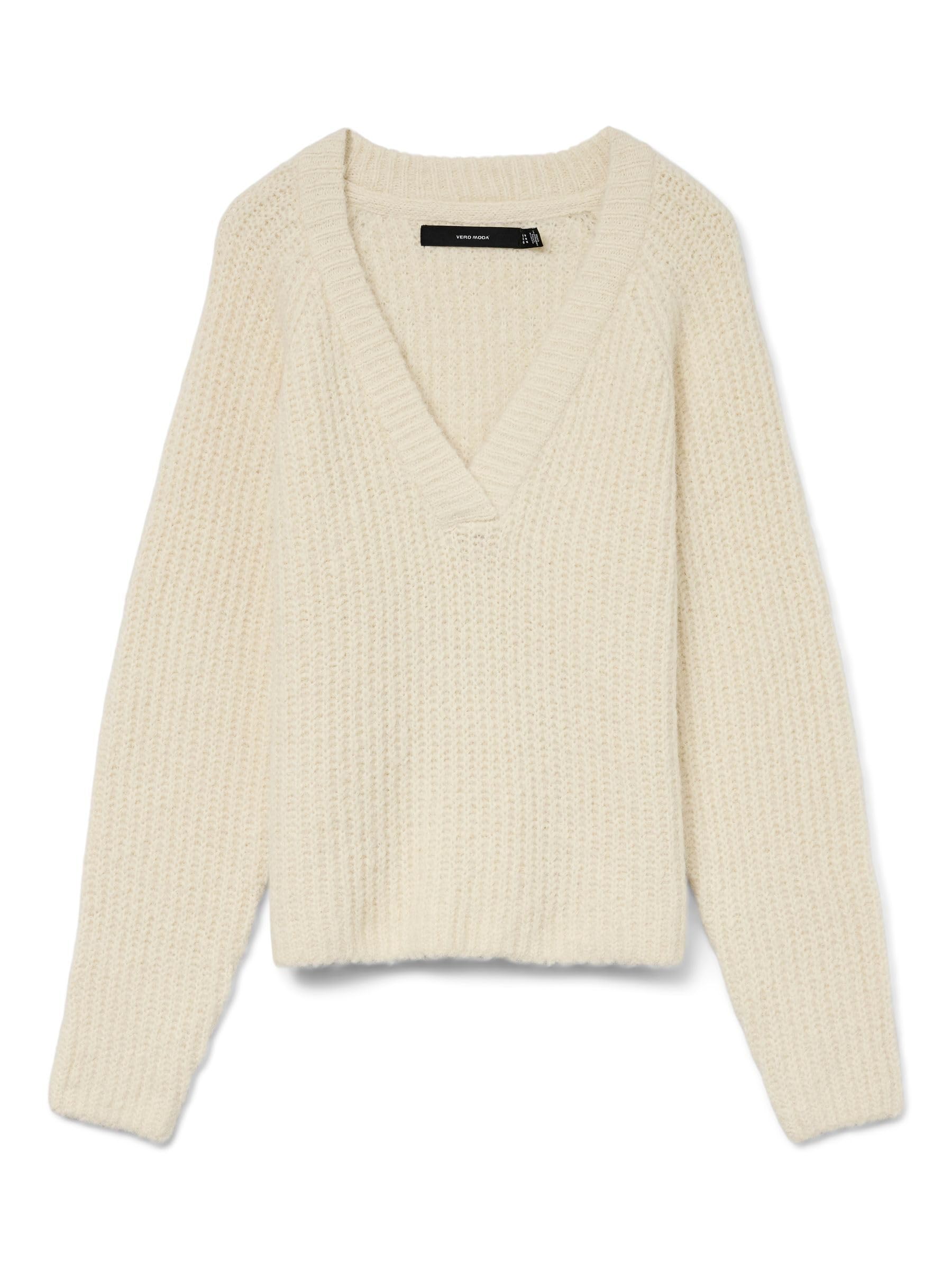 VERO MODA Vmnovah Rib LS V-Neck Pullover Noos, Birch, S