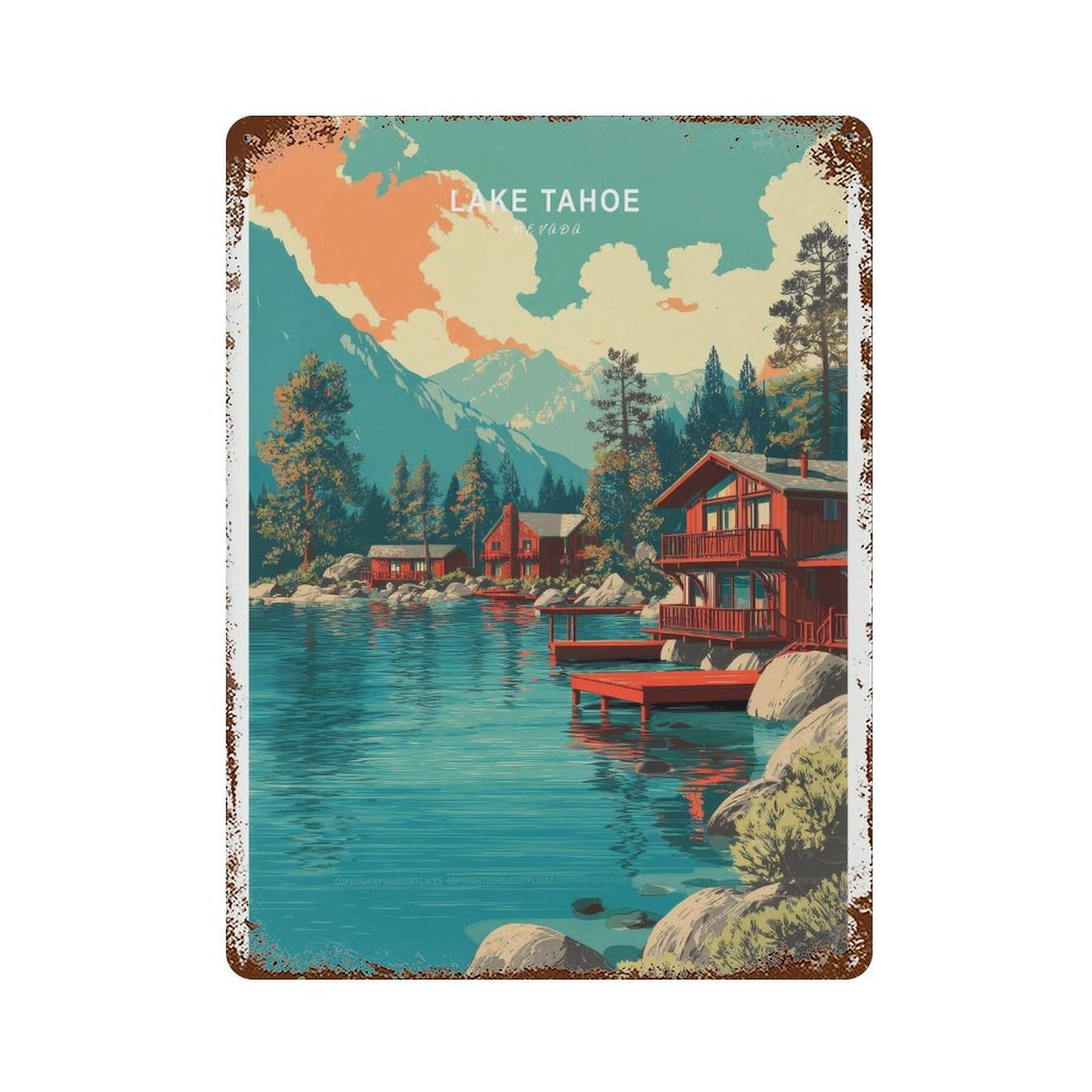 xiaoxiaoshen Lake Tahoe Nevada Travel, Home Decor Wall Decor Art Metal Tin Poster Modern Home Decor Art Home Bar Shop Decorations Vintage Sign 40x30cm