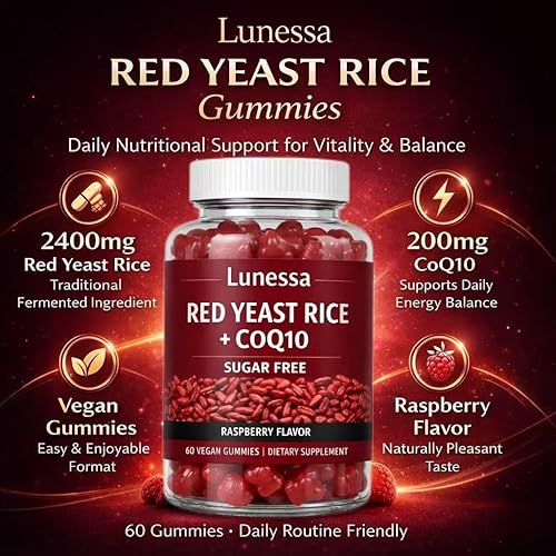 Miniatura 2 de Arroz de levadura roja Lunessa, con arroz de levadura roja de 2400 mg, CoQ10 200 mg, restaura la vitalidad corporal y mantiene niveles saludables de