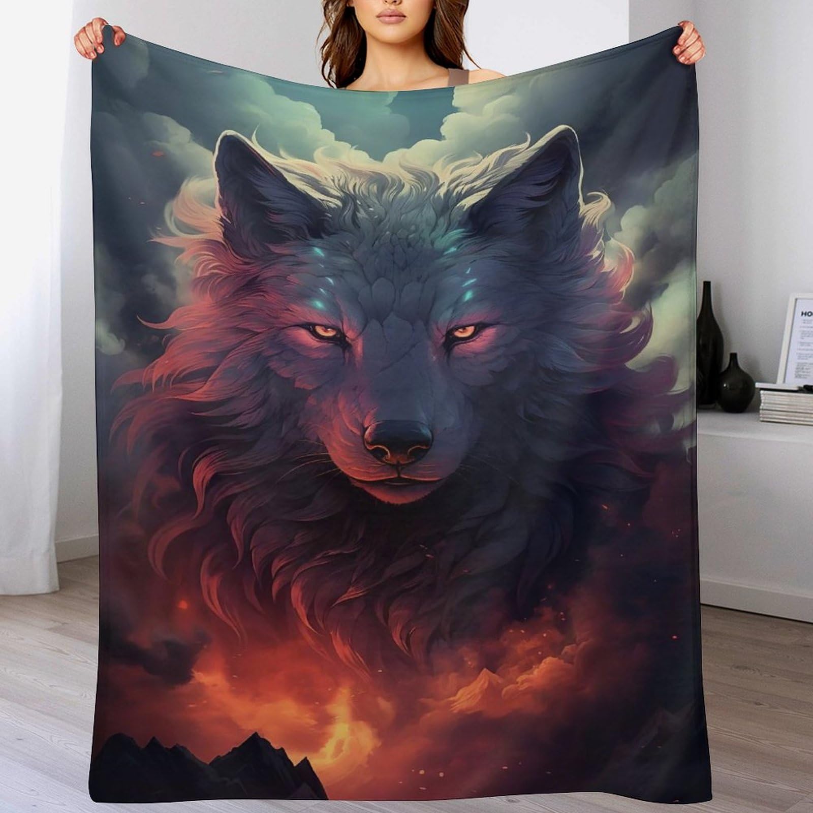 Couverture loup douce pour des soirées au jardin et sur le canapé