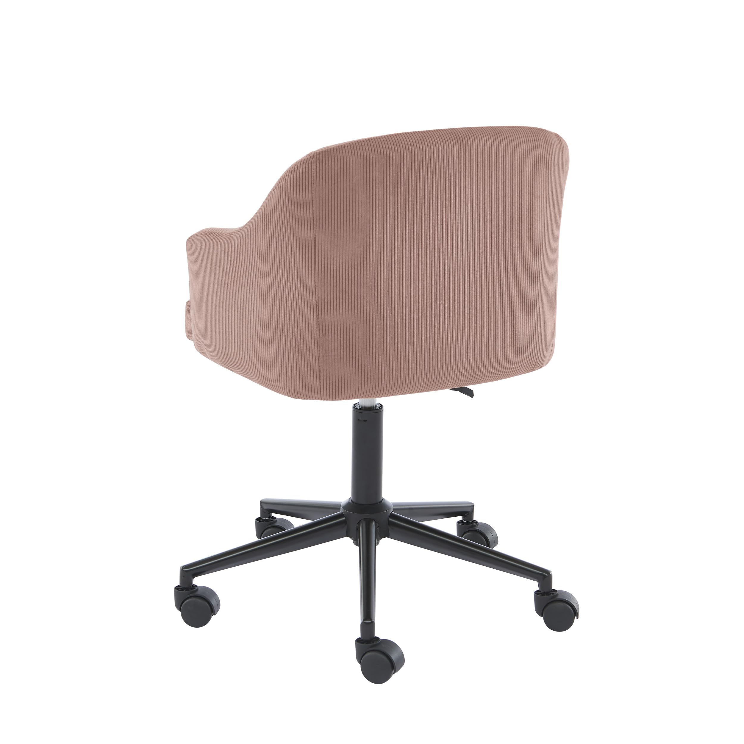 BAÏTA Fauteuil de Bureau à roulettes Barnabe avec Hauteur réglable en Velours côtelé Vieux Rose
