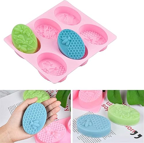Miniatura 4 de 4 piezas moldes de jabón de silicona con forma de abeja, moldes de panal para hacer chocolate, gelatina y dulces