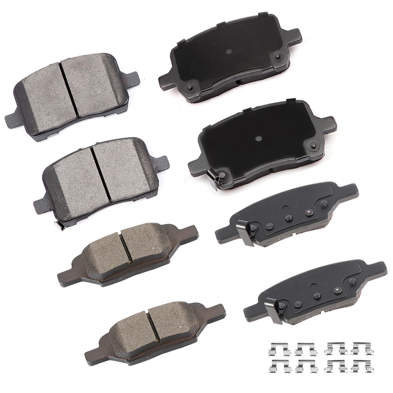 cciyu D1028 D1033 Brake Pads w/Hardware Front Rear Disc Brake Pad Set