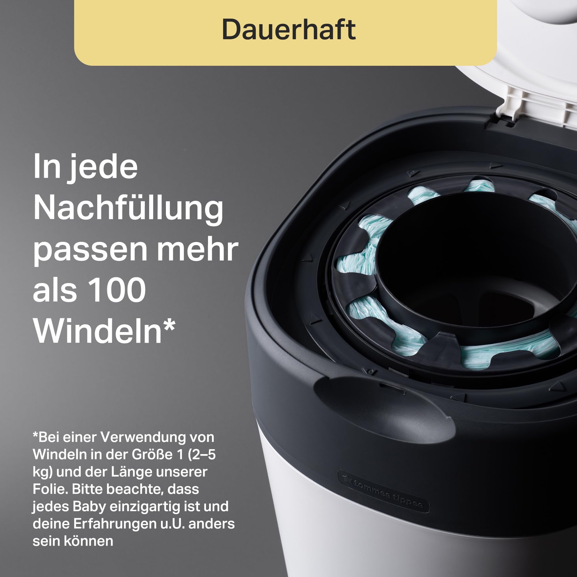 Tommee Tippee Twist and Click Advanced Windeleimer, umweltfreundliches System, inkl. 6 Nachfüllkassetten mit GREENFILM, Weiß