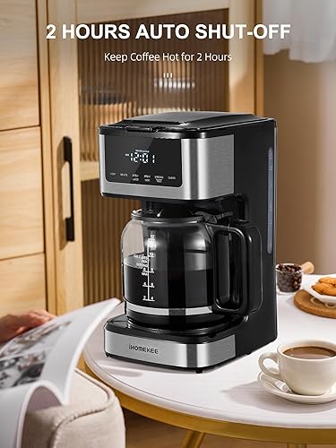 Miniatura 3 de Cafetera de goteo programable de 12 tazas, cafetera con función de café helado, pantalla táctil, preparación regular y fuerte, cafetera para el