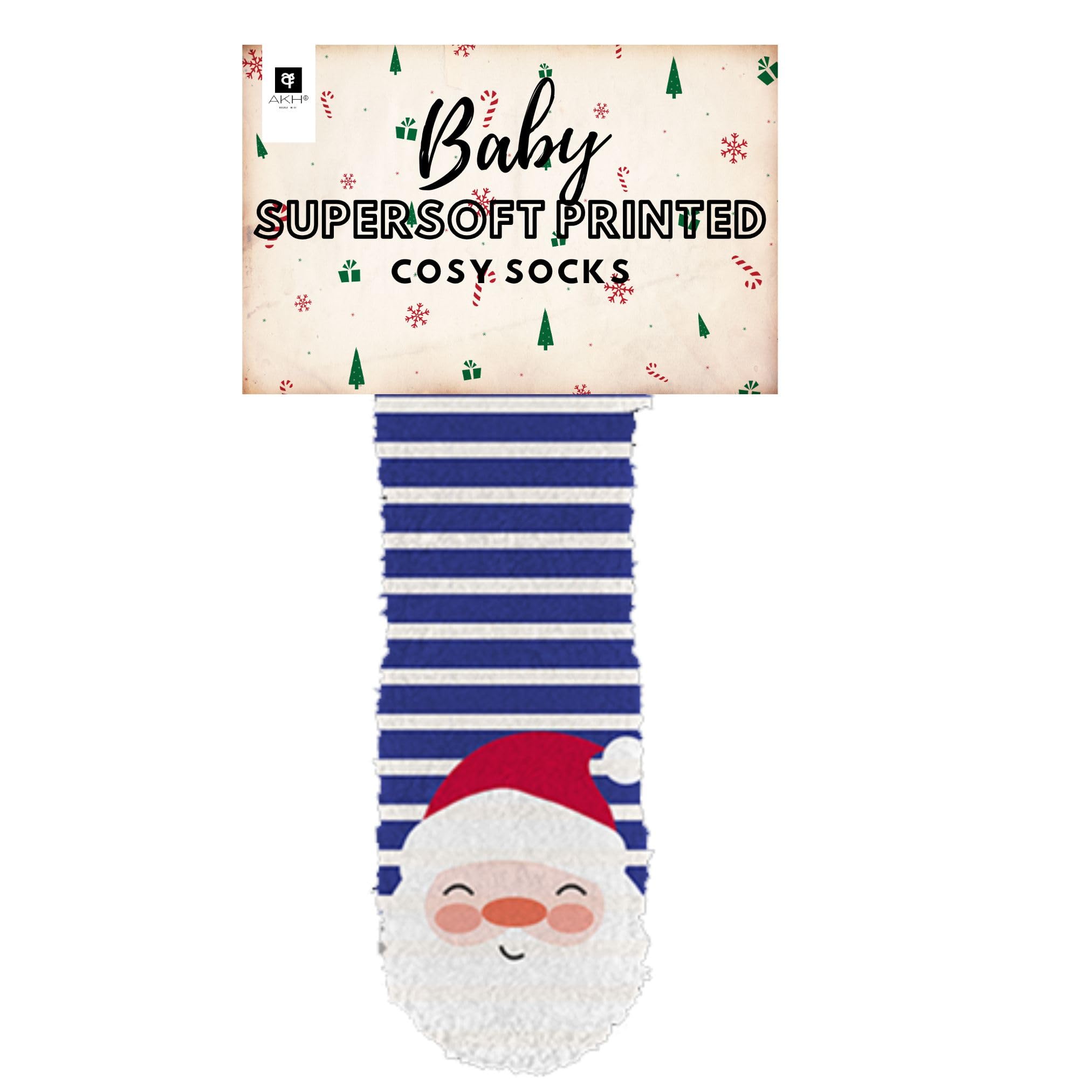 Akh Santa Akh® Baby Christmas Socks | Super Soft Printed Infant Toddlers Socks | Soft And Cozy Xmas Socks (Santa)