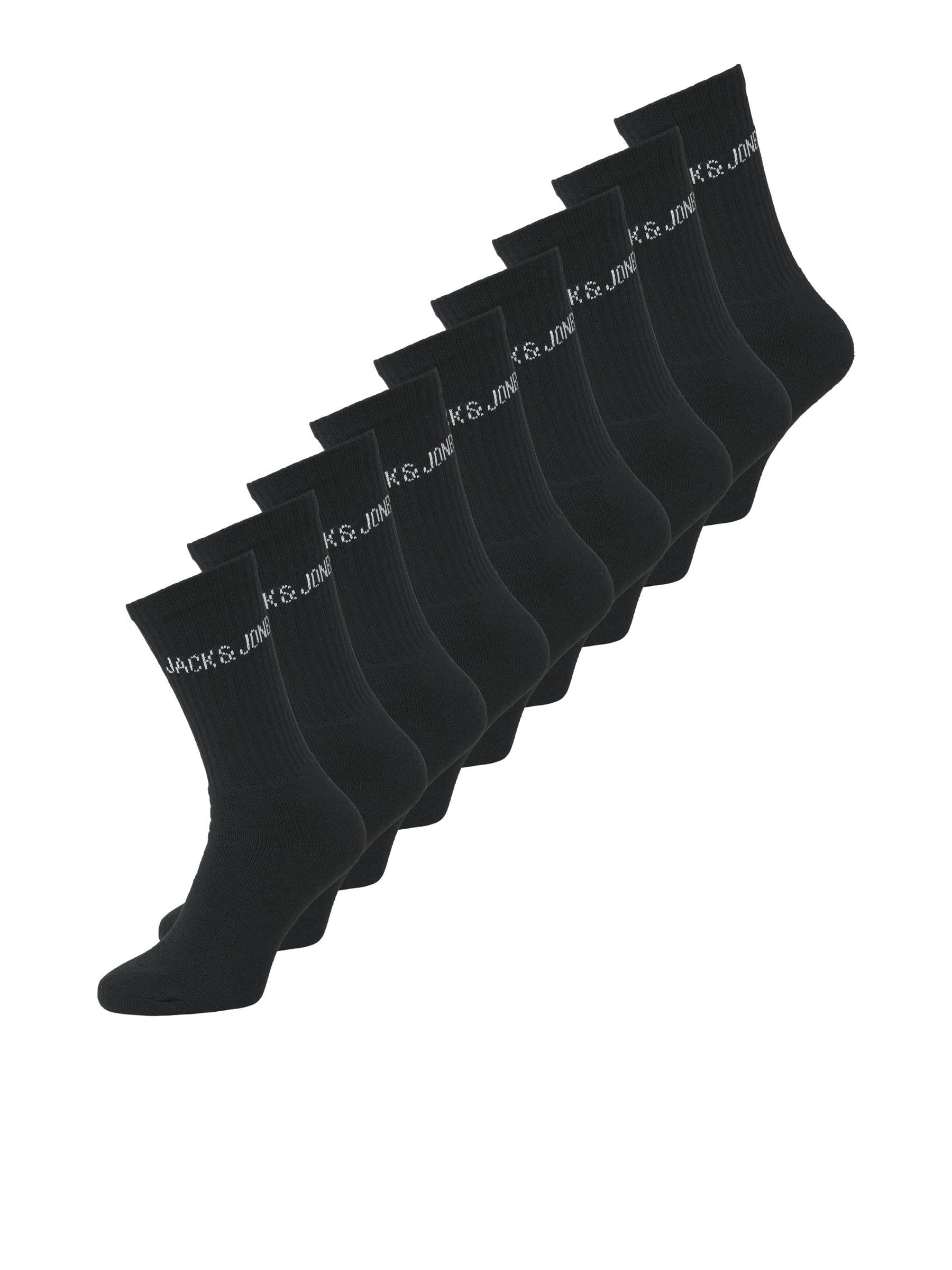 JACK & JONES Mens Jacregen 9 Pack Noos Tennis Socks, Black/Pack:9XBlack