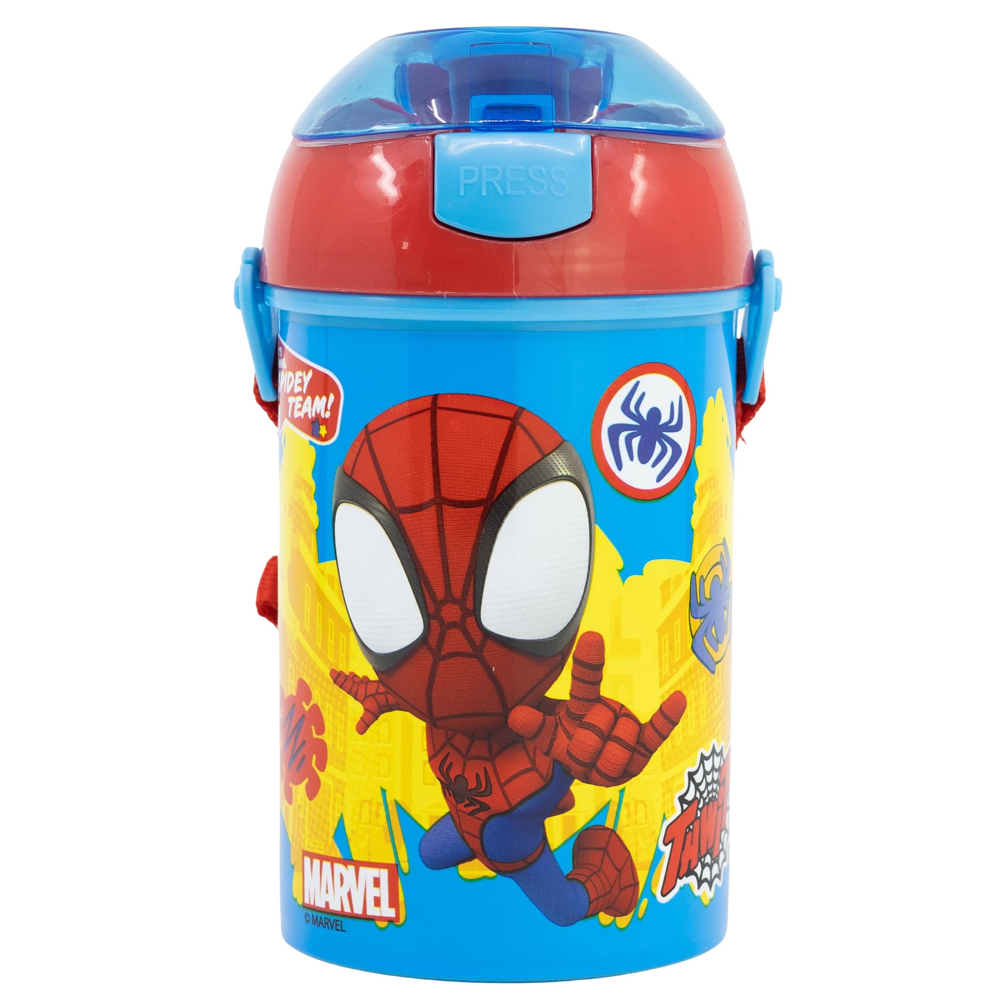 STOR Water Bottle Pop Up Canteen, 450 ml, Spider-Man Design