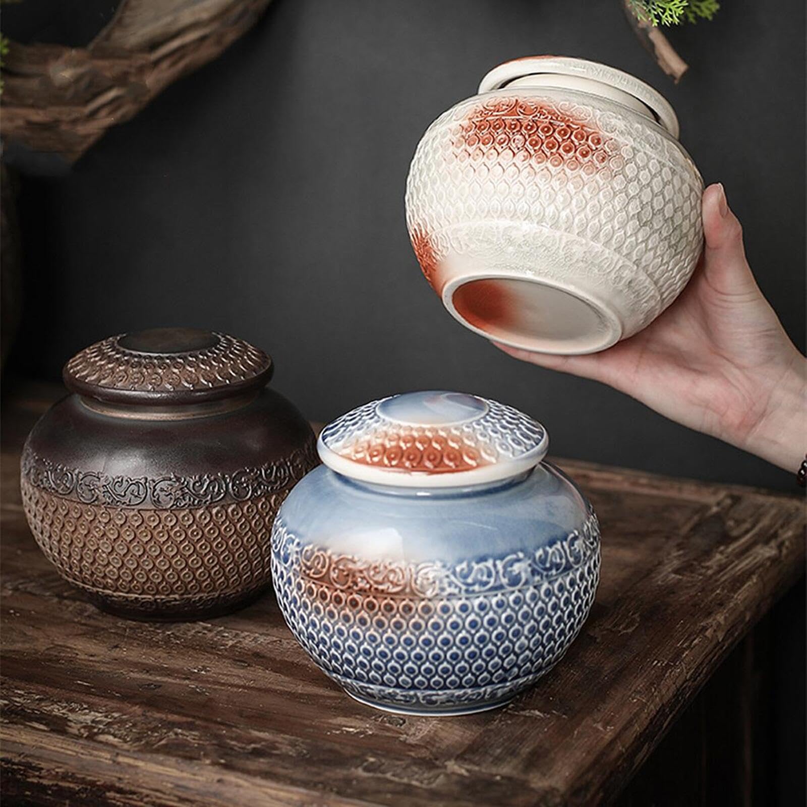 Amazon｜茶筒 セラミック 茶缶 ティーキャニスター 目覚めの急須 荒 