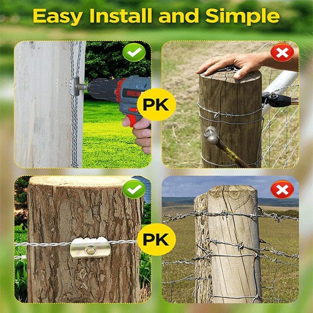 50PCS Galvanized Wire Fencing Staples with Rubber Washers & Hex Sockets Chicken Wire, Mesh, Barbed Wire, and Wooden Posts – -Resistant Reusable Fence Nails