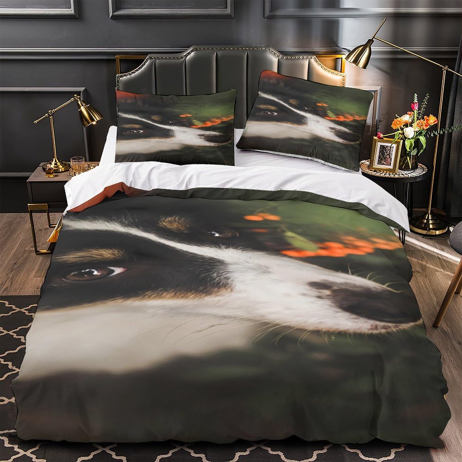 Housse de couette 140x200 chien imprimé 3D parure de lit super douce idée cadeau anniversaire enfant