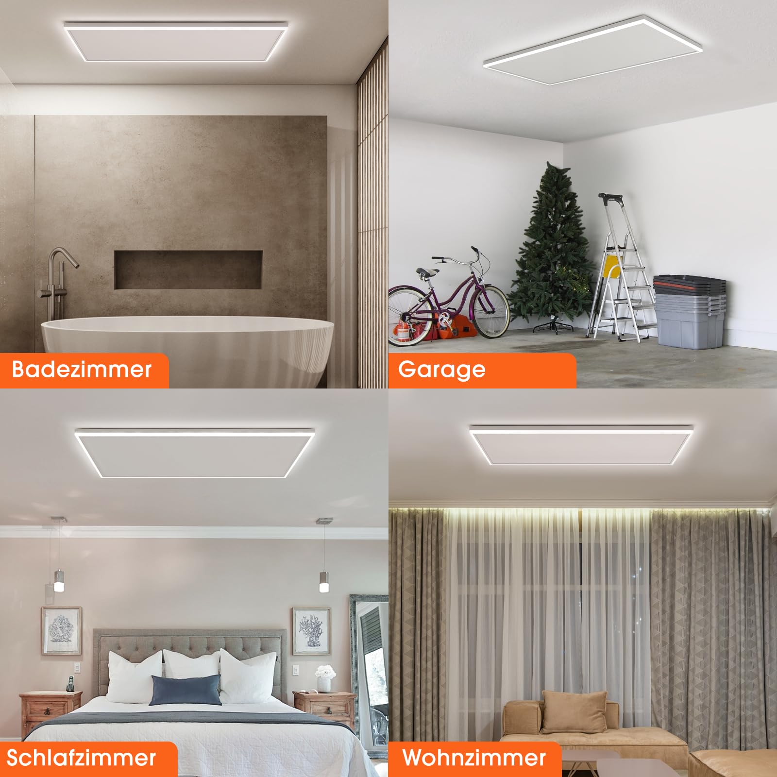 Infrarot Deckenheizung 840 Watt mit LED Beleuchtung, Thermostat & App Steuerung 128x63cm