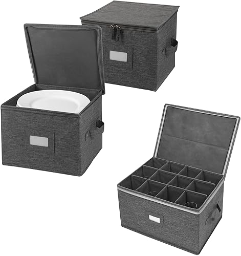 popoly Contenedores de almacenamiento de China dentro de 10 "W x 8" H, estuches de almacenamiento de Stemware, capacidad para 12 vasos rojos