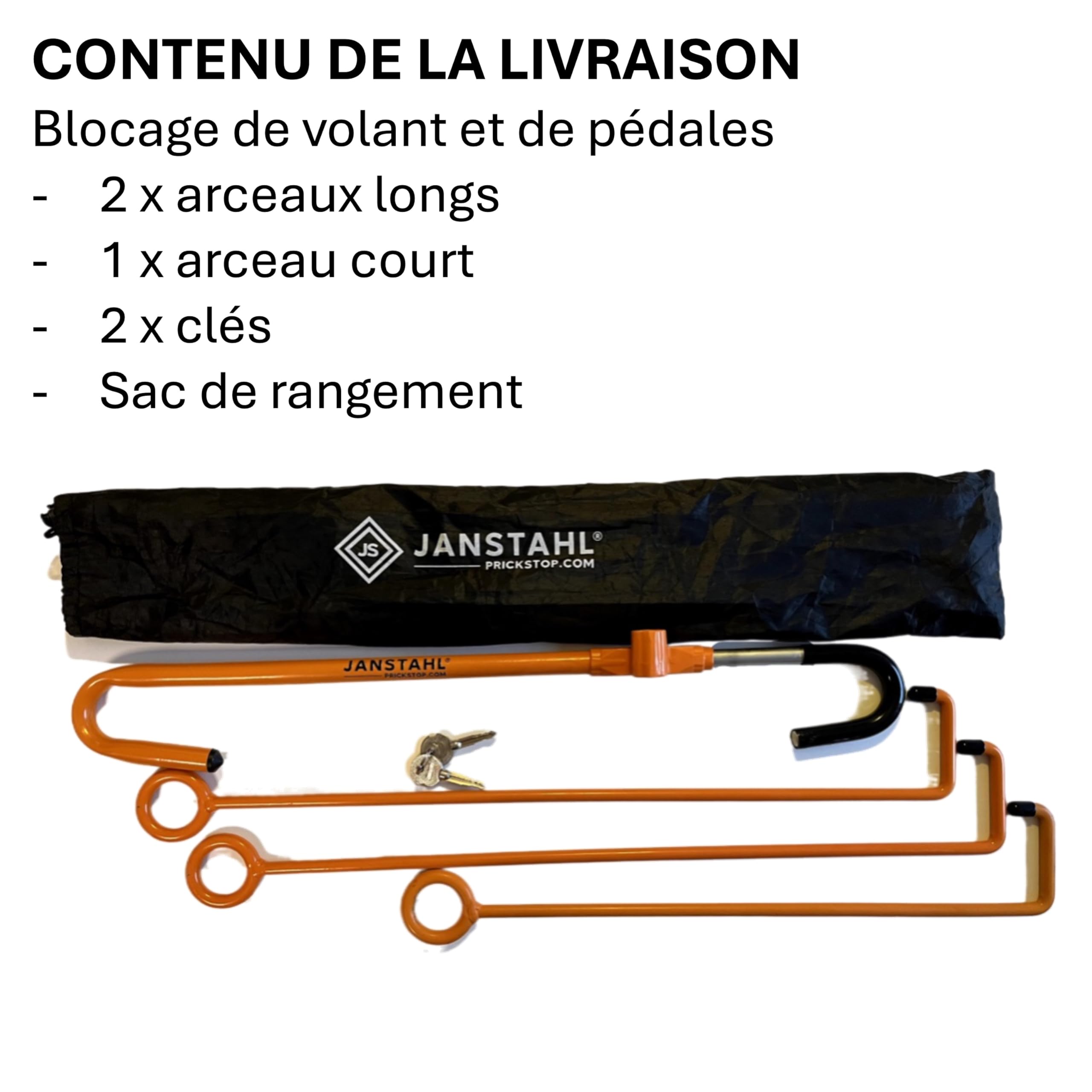 Sécurité de porte pour camping-car avec blocage du volant - Protection anti-effraction en acier pour Fiat Ducato, Jumper, Boxer, VW T5/T6, Sprinter - Envergure 150 à 180 cm avec sac