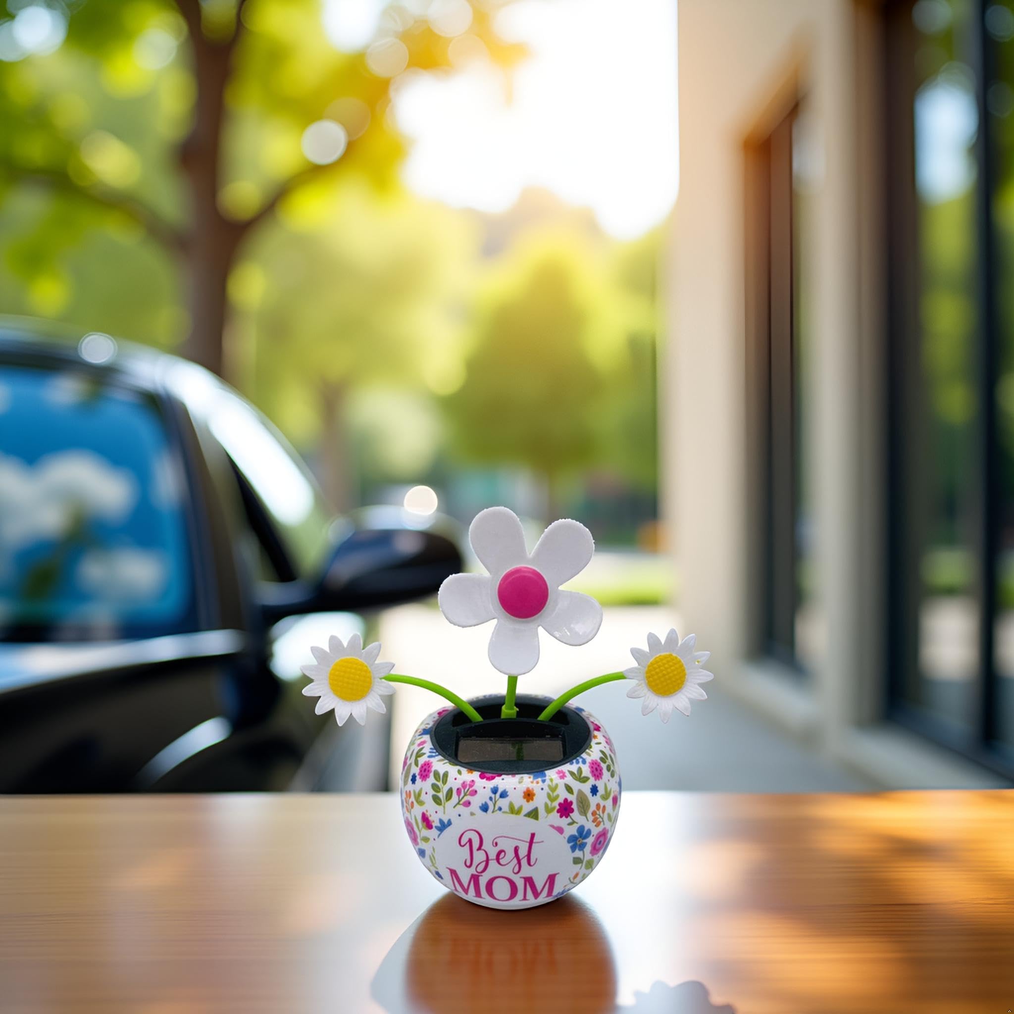 Plastic 4pcs Solar Powered Dancing Flowers – Random Color Moving Desk Decor For Car, Office, Home, Fun Shaking Head Motion Decoration Solar Dancing Toys - View #9