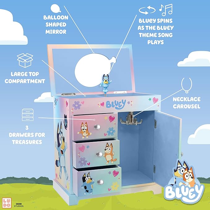 Joyero Musical Bluey con Caja y Cajones para Niñas miniatura 3