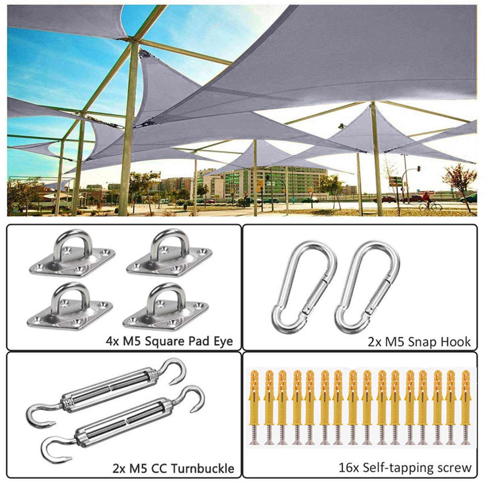 SunSail 2 x 1,8 m impermeabile grigio rettangolare 95% UV Pction traspirante baldacchino esterno per giardino, barbecue, piscina, feste, patio, tenda perfetta per l'estate