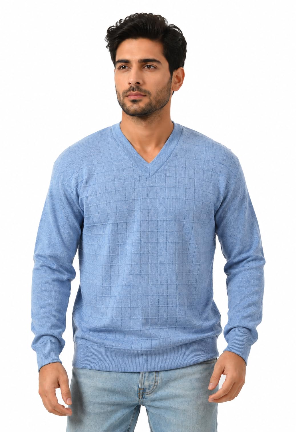 Men OSWAL SELF Check Sweater-image-41