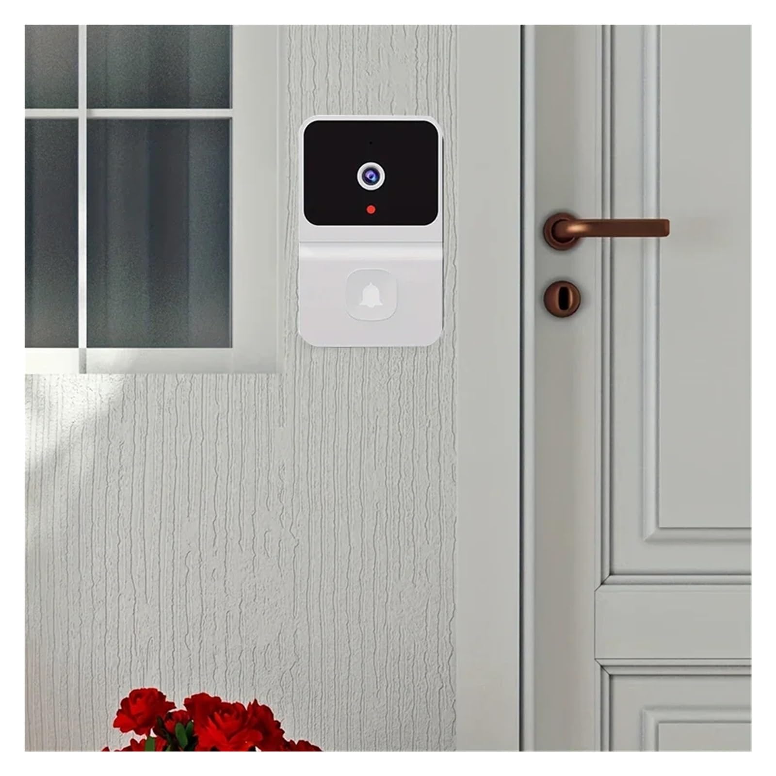 Inteligentny wideodomofon Wodoodporny bezprzewodowy dzwonek do drzwi, Wi-Fi, wideo HD, inteligentna kamera, na zewnątrz, widzenie w nocy, 720p domu, biura(Black)