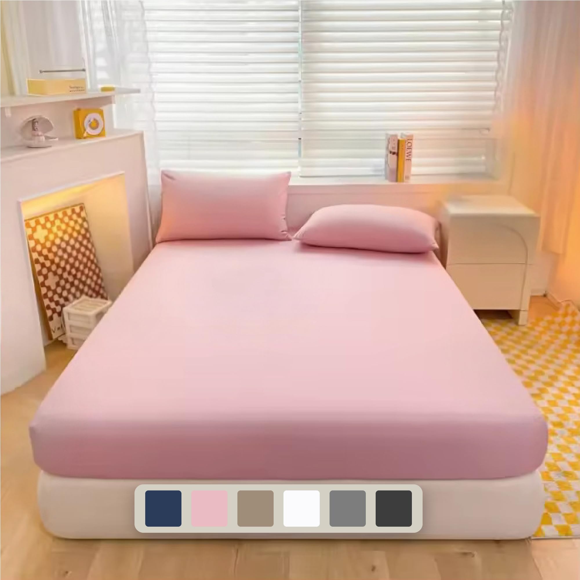 Luxe Dreams Cotton Single Fitted Sheet Deep Pocket 12 inches (30cm) Baby Pink 100% Cotton