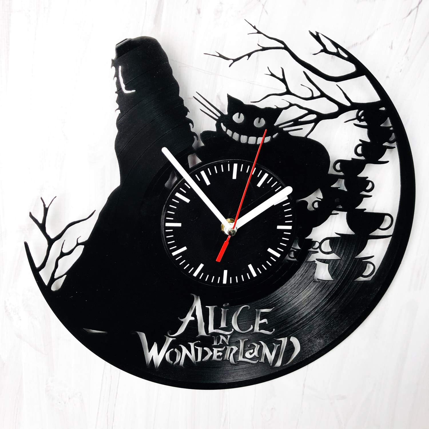 Wall Clock Compatible with Alice in Wonderland Handmade