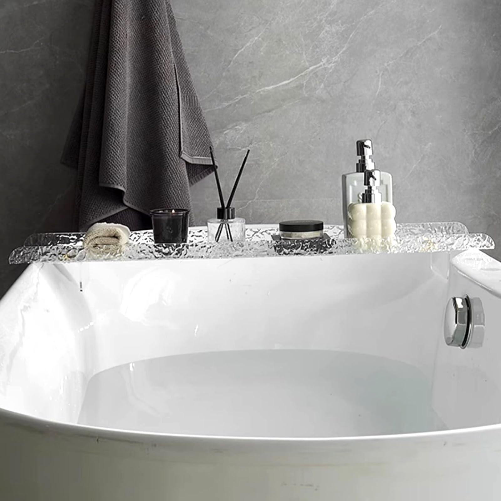 Bandejas para bañera, Bandeja Transparente para bañera, Ajustable, Decorativa y práctica, con Capacidad para Libros, teléfonos, Velas y tabletas, 65 cm