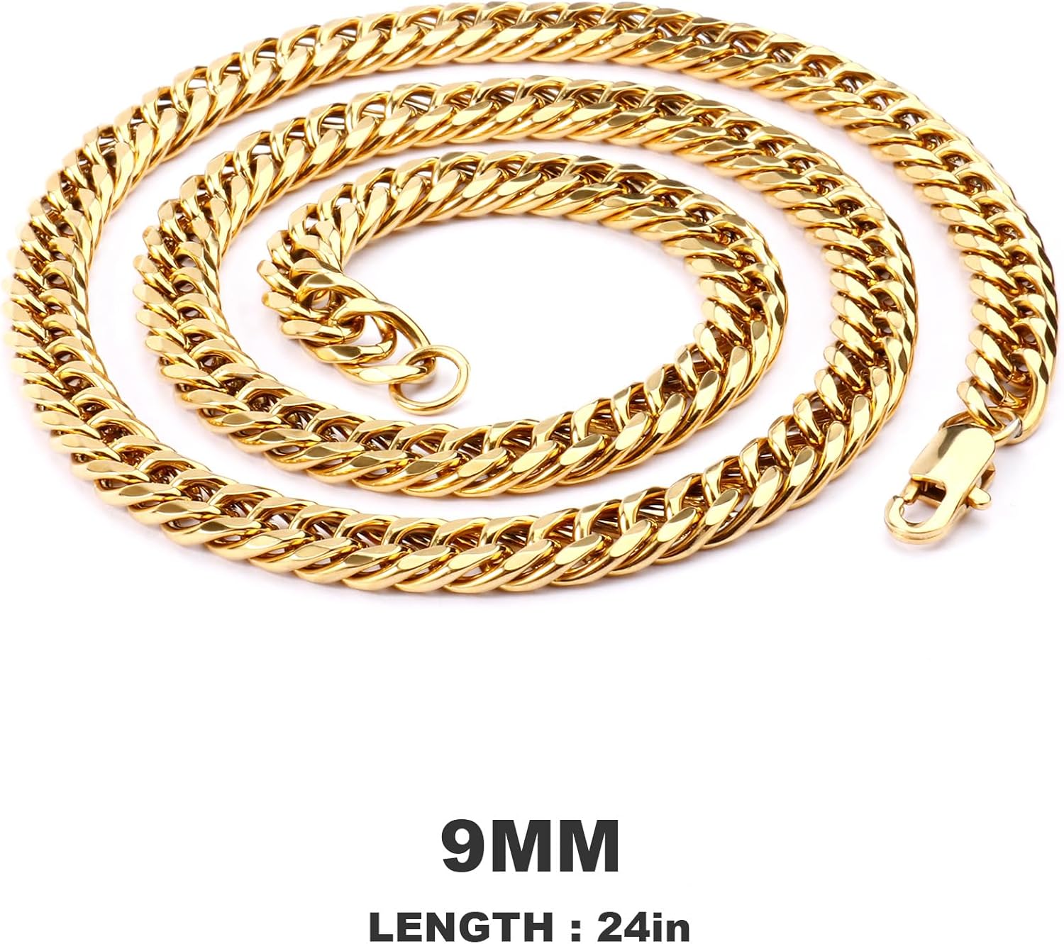 Gold Cuban Link Chain for Women Men, 9mm 18K Gold Plated Chunky Cuban Curb Link Chain Choker Necklace - Image 5