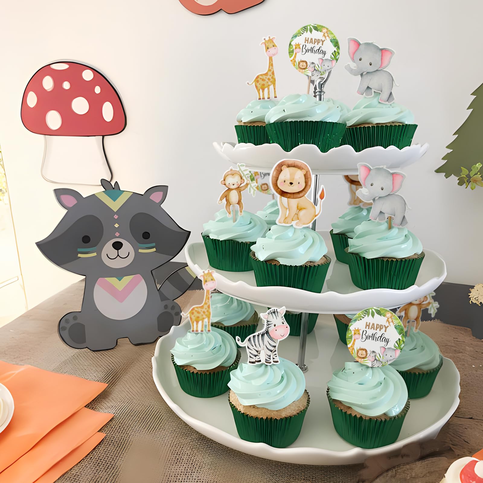 Lot De Couvercles De Gâteau En Forme D'animal De La Forêt - Pour Fête Prénatale, Anniversaire D'enfant