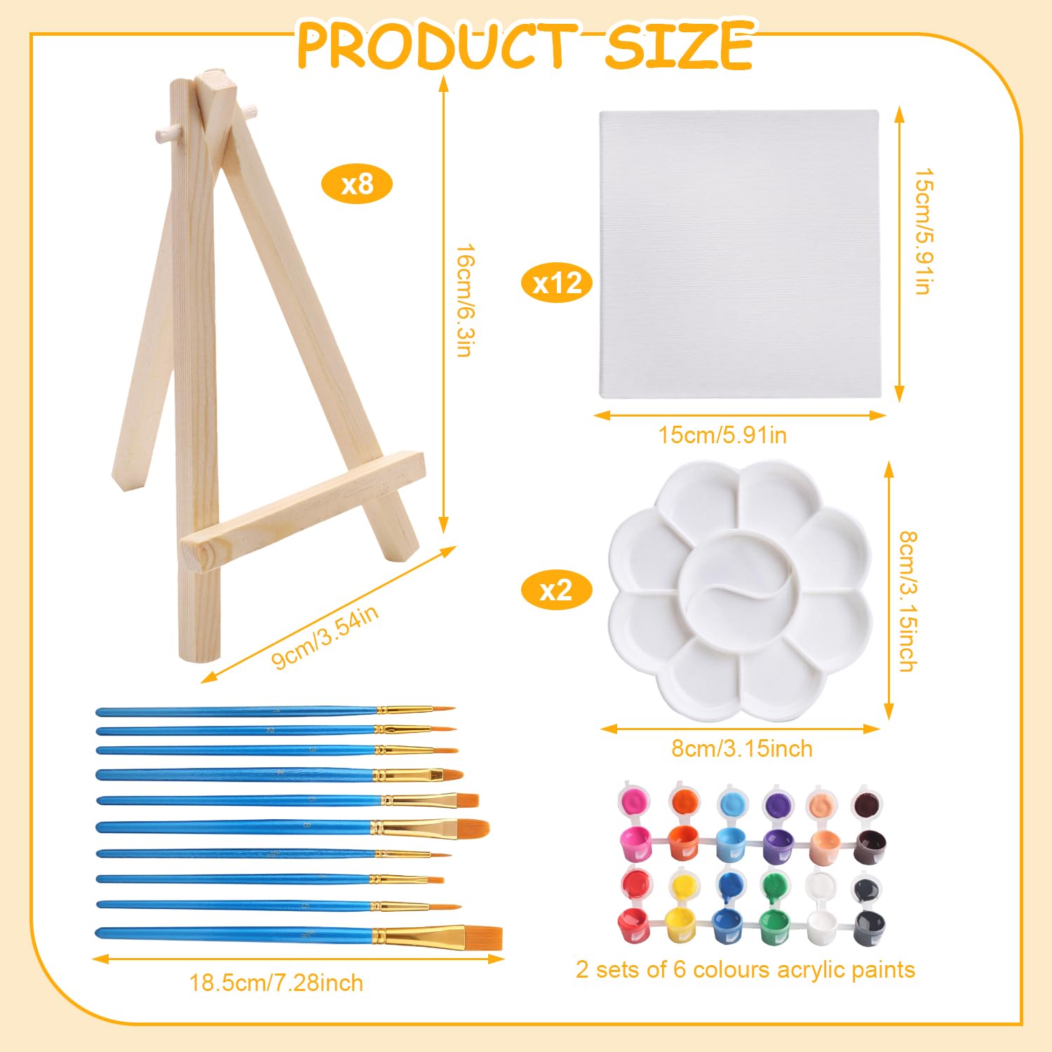 9*16cm Faltbare Mini Staffelei Dreieckige Holz Staffelei Kleins Mit Mini Leinwands Farbe Pinsel 10 St 15*15cm Kleine Leinwand zum Bemalen DIY Malerei Hochzeit Tischdekoration Weihnachten Party (34)
