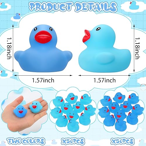 Miniatura 2 de Lenwen 100 mini patos de goma de 1.57 pulgadas a granel, regalos de fiesta de baby shower, patos chirriantes y flotadores, juguetes de baño para