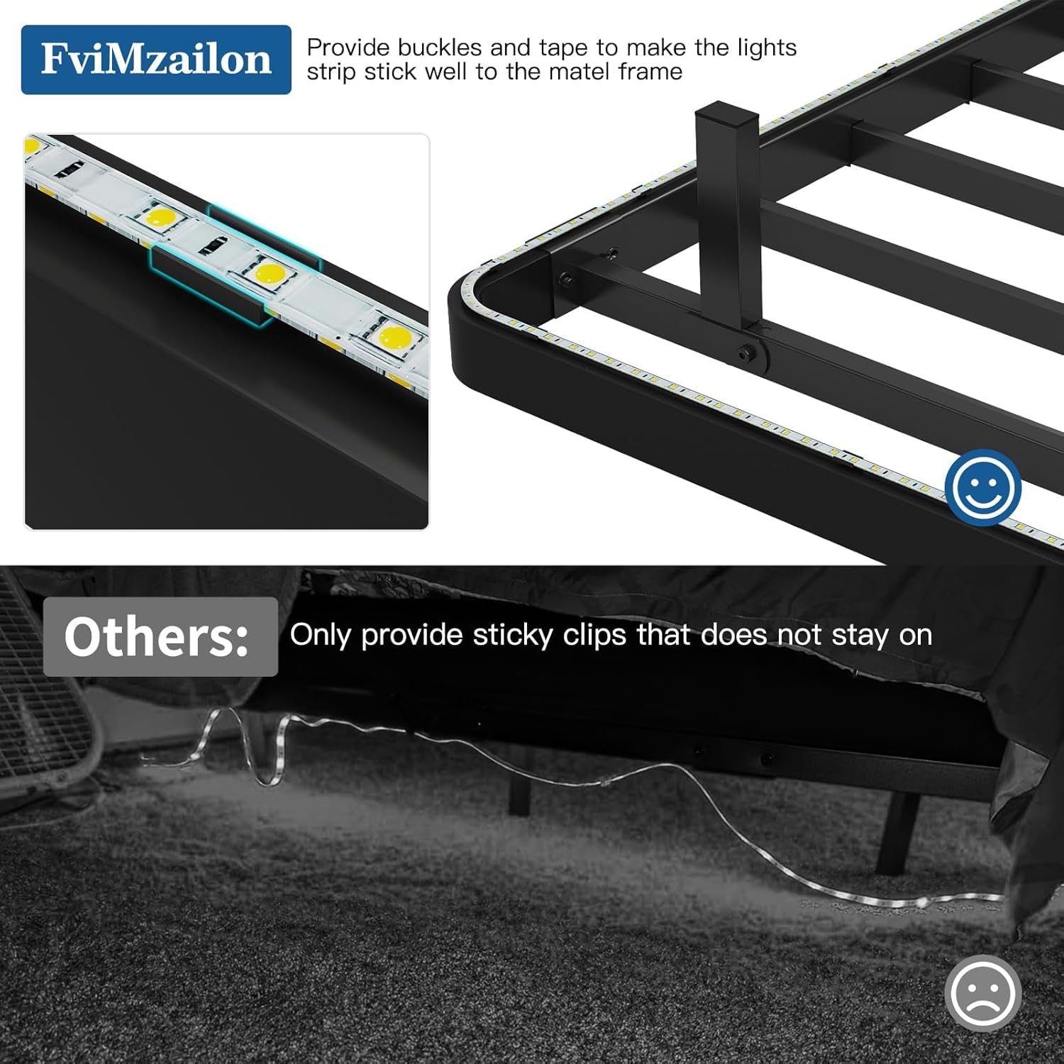 King Size Floating Platform Bed Frame with Smart RGB LED Lights & Charging Station, Sturdy Metal Bed Frames, No Box Spring Needed,Easy Assembly, Noise Free