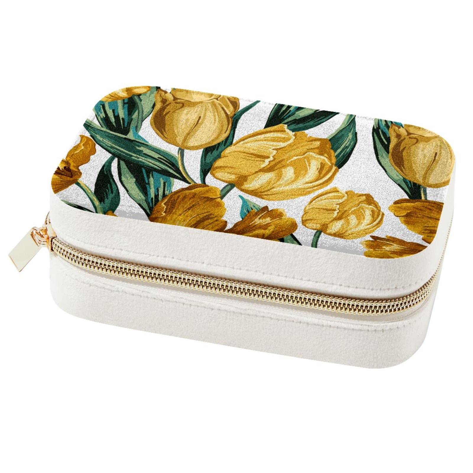 Boîte à bijoux de voyage portable motif tulipe : idée cadeau demoiselle d'honneur