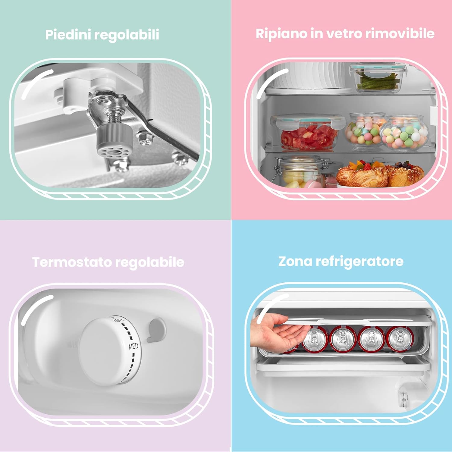 COMFEE RCD93WH1(E) Frigorifero mono porta 93 L, controllo della temperatura, Silenzioso, Sicuro, Colore Bianco [Classe di efficienza energetica F]