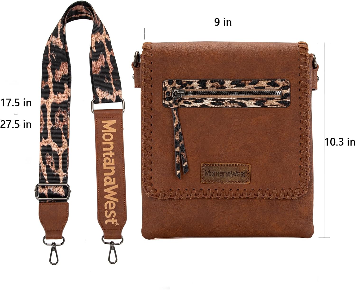 Montana West Crossbody Bags for Women with Dual Compartments Western Cross Body Purse with Leopard Print Guitar Strap - Image 6