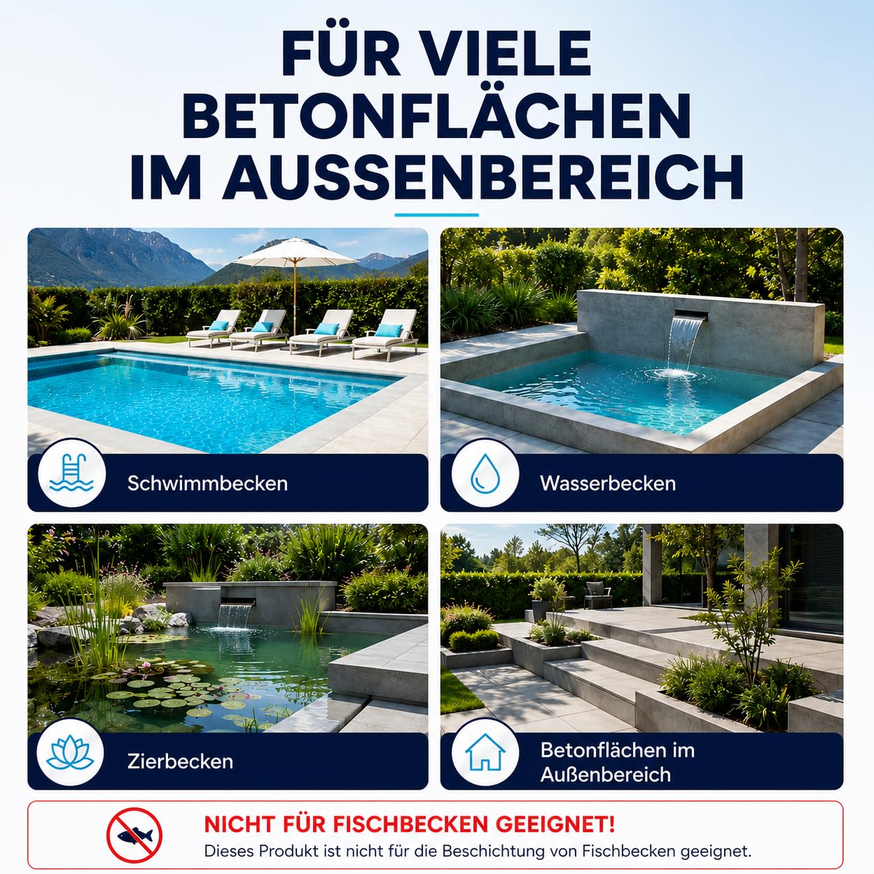 Plid® Beton Poolfarbe Poolblau seidenglänzend 2,5l - Schwimmbeckenfarbe chemiekalienbeständig - Unterwasserfarbe schnelltrocknend & kratzfest - hohe Farb- und Glanzstabilität Made in Germany