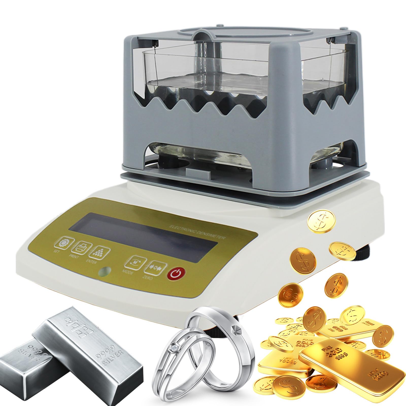Probador electrónico de pureza de Oro, comprobador Digital de autenticidad de Metales Preciosos, medidor de pureza de Oro, densímetro para Laboratorios, joyerías y Bancos 300K