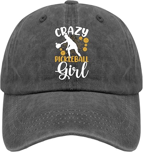 devor Sombrero de papá Crazy Pickleball Girl Gorras de béisbol para hombre, divertido sombrero de mezclilla ajustable